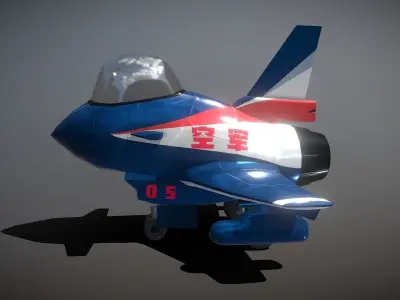 Cartoon Airplane J-10 Low-poly 3D model
