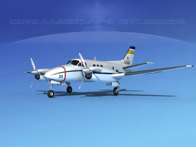 Beechcraft C-6 King Air V03 USAF 3D model