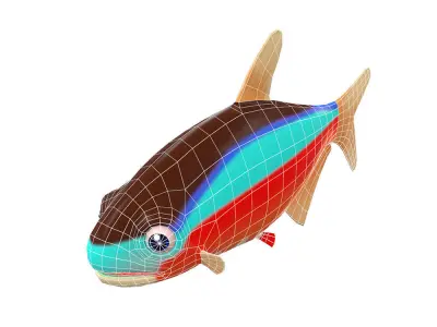 Cardinal Tetra fish animated Low-poly 3D model