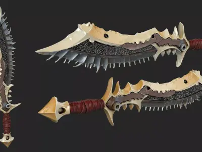 Futuristic dagger red gold High Poly Resolution 3D model