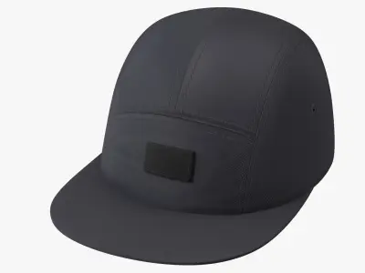 Strapback 5 Panel Cap Black 3D model
