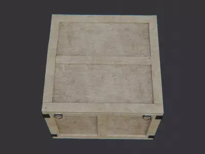 wooden shipping crate with metal reinforcements Low-poly 3D model