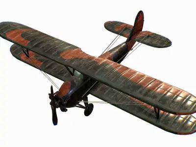 Russian Soviet biplane Polikarpov Po-2 Kukuruznik Low-poly 3D model