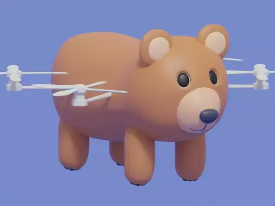 Cartoon Cute Bear Animal Drone 3D model