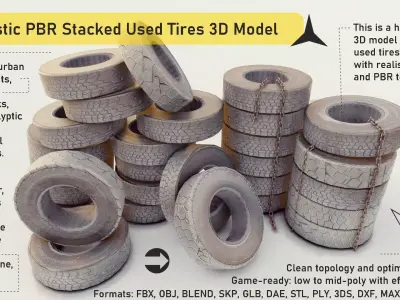 Used Tires Low-poly 3D model