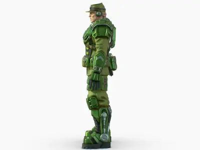 High Poly Man Military Heavy Armor Future Low-poly 3D model