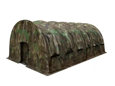 Large Military Tent Desert Camouflage Game Ready Low-poly 3D model