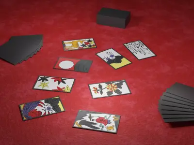 Hanafuda - Flower Cards Low-poly 3D model