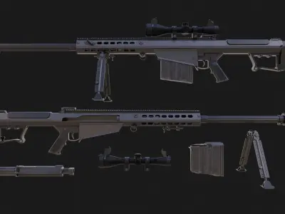 The ultimate M107 Sniper Game-ready Model 2K PBR Texture Low-poly 3D model