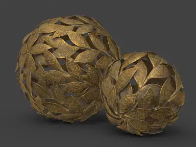 Metal Leaf Decorative Ball Set 3D model