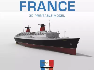 Paquebot FRANCE ocean liner printable model - full and waterline 3D print model