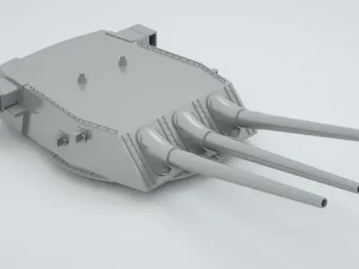16 inch - 406mm Triple Naval Gun Mk6 3D model