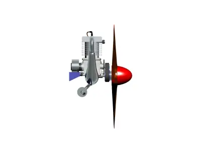 Two-stroke air-cooled engine 3D model