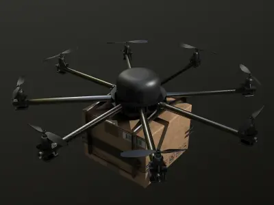 Cargo drone-medic and package 3D model