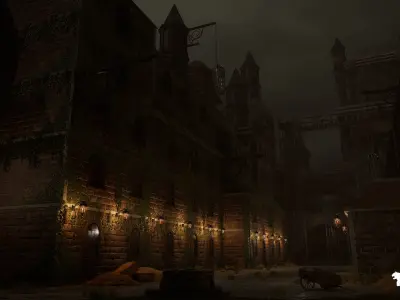 Gothic Street Environment Low-poly 3D model