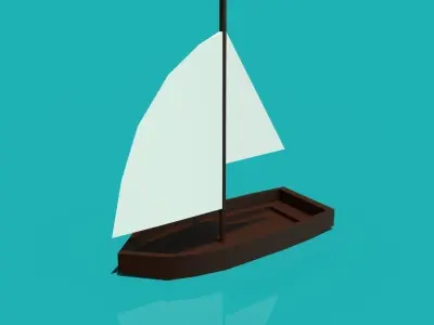 A boat sailboat Low-poly 3D model