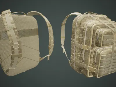 Rigged Military Backpack Low-poly 3D model