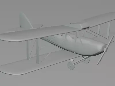 Vintage Biplane Airplane Realistic 3D Model Game Ready Clean  Low-poly 3D model