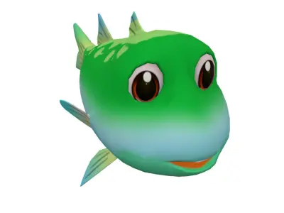 Greenback Mullet Fish Cartoon Animated Low-poly 3D model