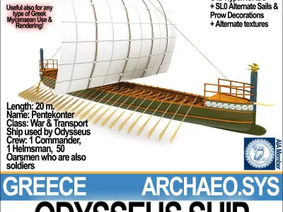 Greek Homeric Odysseus Ship 3D model