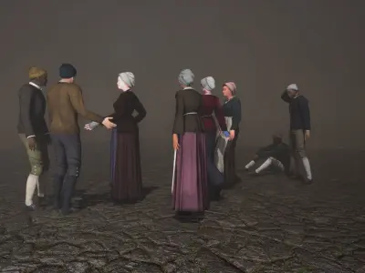 Low Poly Working Class Men and Woman 3D Model Collection