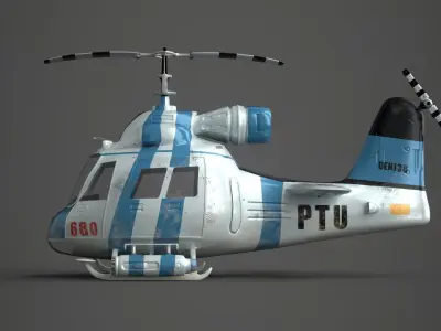 Low poly Game-ready cartoon Helicopter Low-poly 3D model