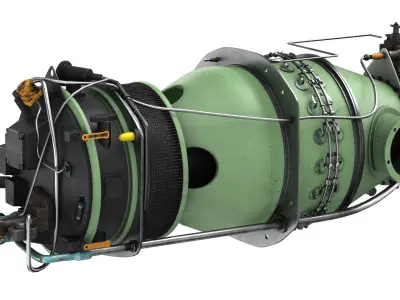 Turboprop Aircraft Engine Pratt and Whitney Canada PT6 3D model