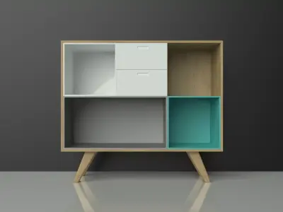 Commode cabinet - wood - colorful - furniture set - Artrzcinski Low-poly 3D model