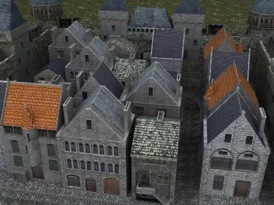 Medieval Houses Low-poly 3D model
