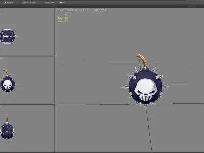 Rivet bomb with skull Low-poly 3D model