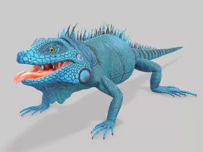 Iguana Blue Low-poly 3D model