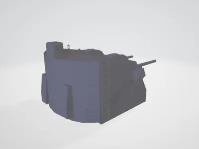 US AMERICAN 127MM TWIN AA ANTI AIRCRAFT GUN  Low-poly 3D model