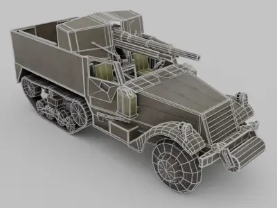 M3 GMC 75mm Halftrack Low-poly 3D model