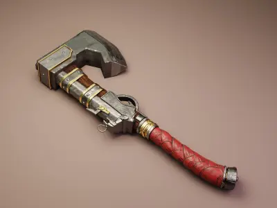Ax Gun Low-Poly 3D Model Free 3D model