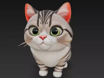 Cat Realistic 3D Model Basic - Low Poly Realistic Low-poly 3D model