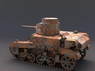 M3 Stuart wreck 3D model