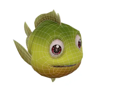 Bluegill Fish Cartoon Animated Low-poly 3D model