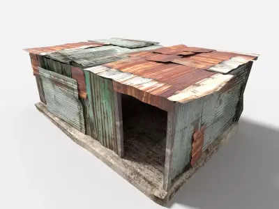 metal plates hut Low-poly 3D model