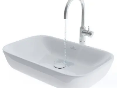 Sink and faucet for the bathroom 3D model