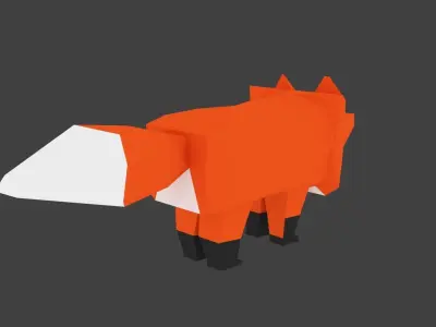 Low-Poly Fox Animation Rig Low-poly 3D model