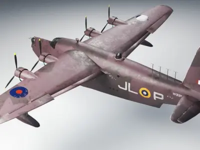 Short Sunderland  Low-poly 3D model