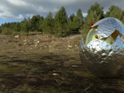 Chick Hatching and Shell 3D model or chicken 3d model Low-poly 3D model