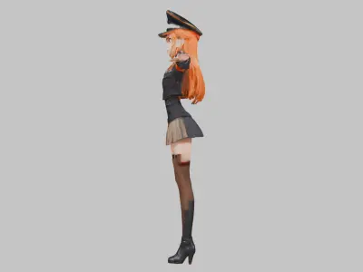 Lowpoly Stylized Anime Makima Character Game-Ready 3D Asset Low-poly 3D model