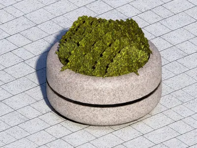 Concrete Planter - Street Commercial Planter Free low-poly 3D model