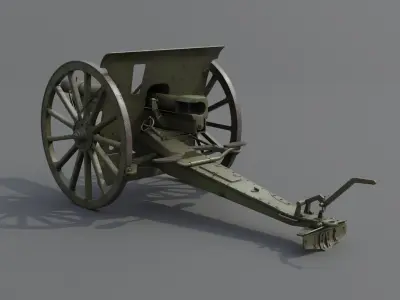 Type 38 75mm field gun Low-poly 3D model
