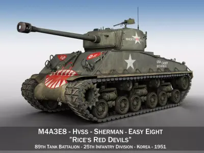 M4A3E8 Sherman - Easy Eight - Rice Red Devils  3D model