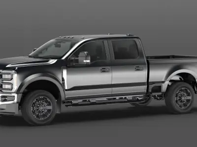 Black Heavy Duty Pickup Truck 3D model
