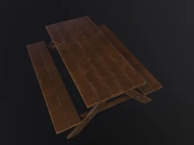 Picnic Table 3D Model Low-poly 3D model purchase