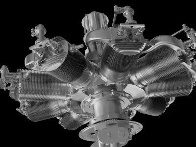 Bleriot star-shaped 9-cylinder flight engine 3D print model