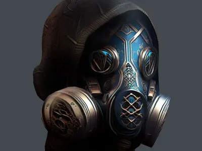 Gas mask helmet 3d model military combat Low-poly  Low-poly 3D model 11